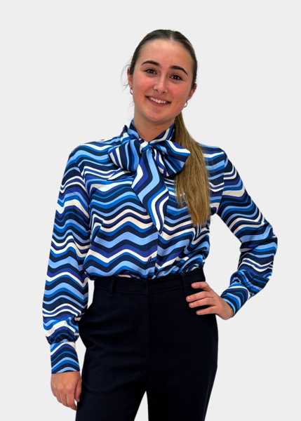 Picture of Ladies Wave Blouse With Tie